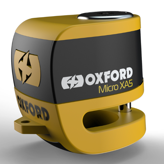 Дискова ключалка за аларма OXFORD Micro XA5 - жълта/черна