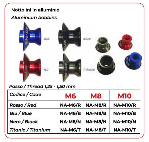Алуминиеви накрайници YAMAHA-APRILIA-TRIUMPH TITAN BIKE LIFT NA-M6/T
