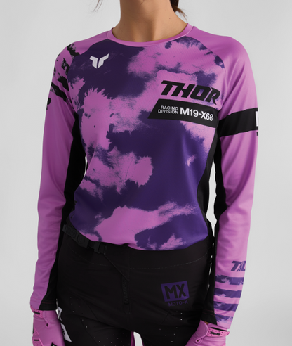 Дамско мотокрос джърси THOR LAUNCHMODE BLEACH BLACK/ORCHID