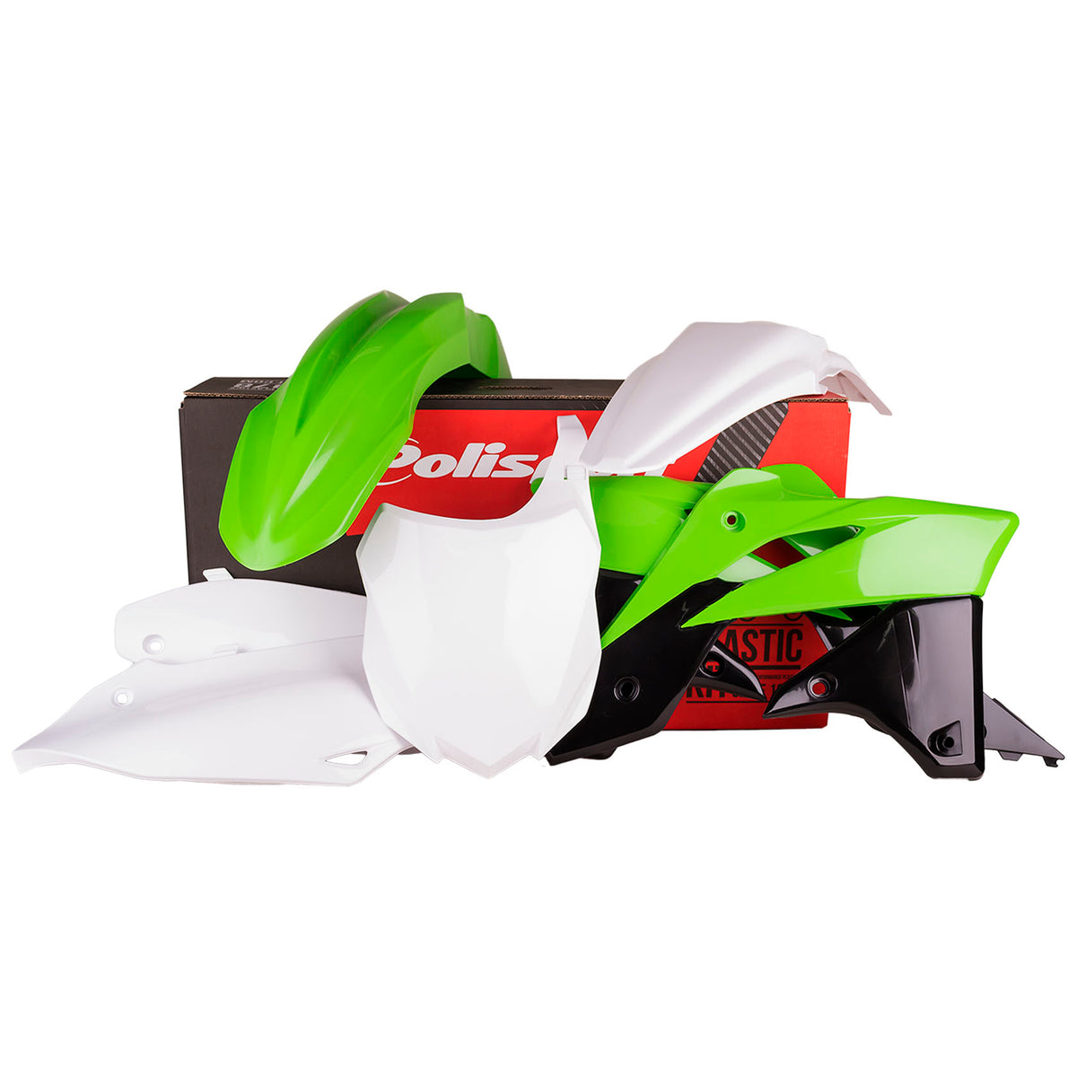 Пластмасов MX кит Polisport за Kawasaki  KX250-2013-16 White/Green OEM Color 14-15