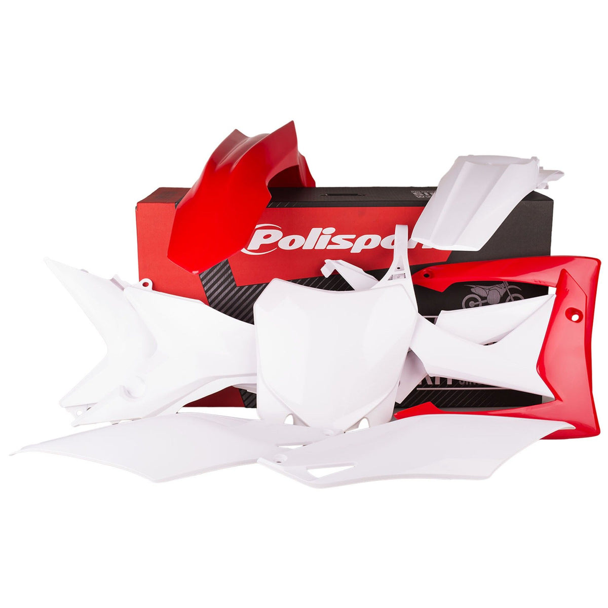 Пластмасов MX кит POLISPORT за HONDA CRF250R - 2014-17 / CRF450R - 2012-16 White/Red ОЕМ