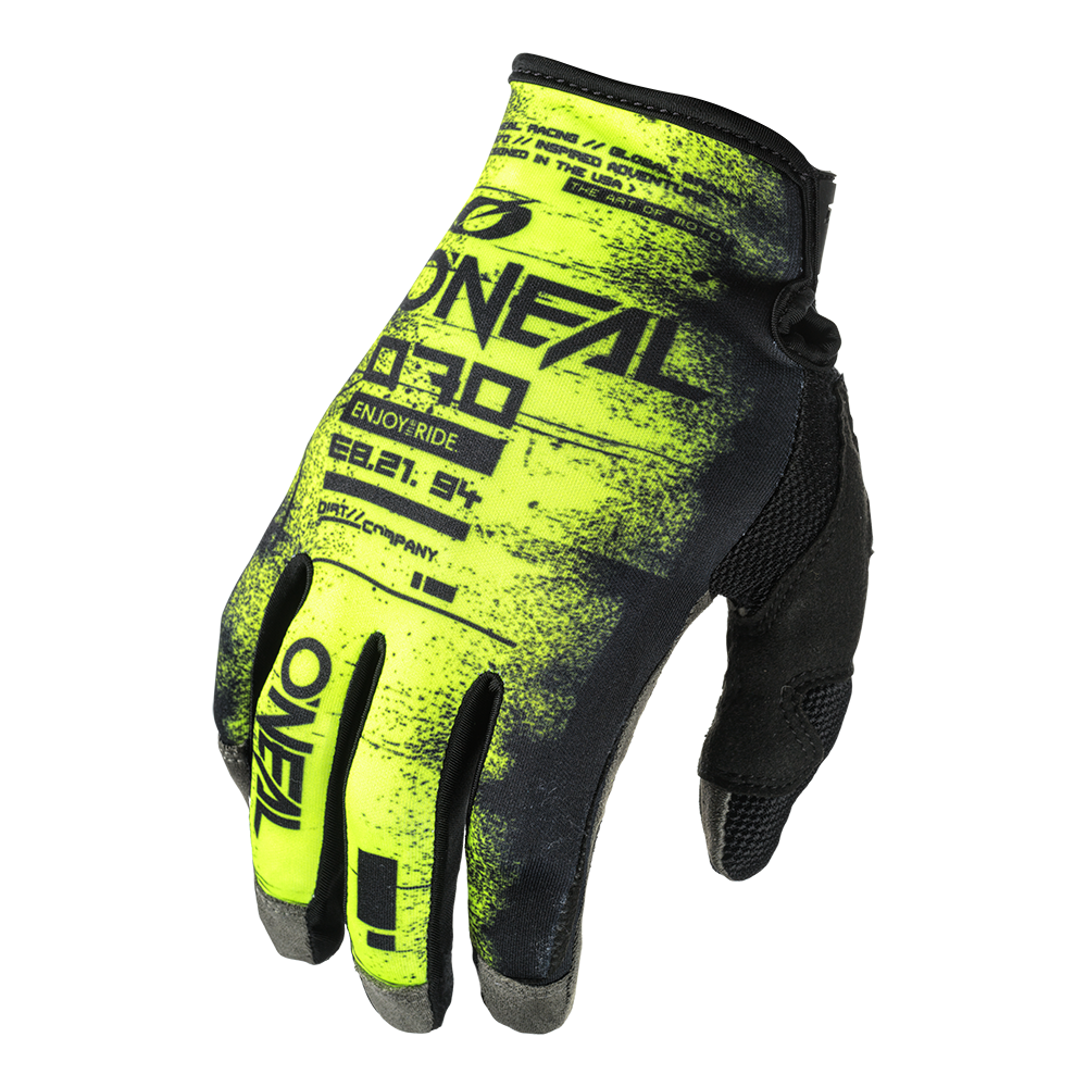 Мотокрос ръкавици O'NEAL MAYHEM SCARZ BLACK/NEON YELLOW DS V.25