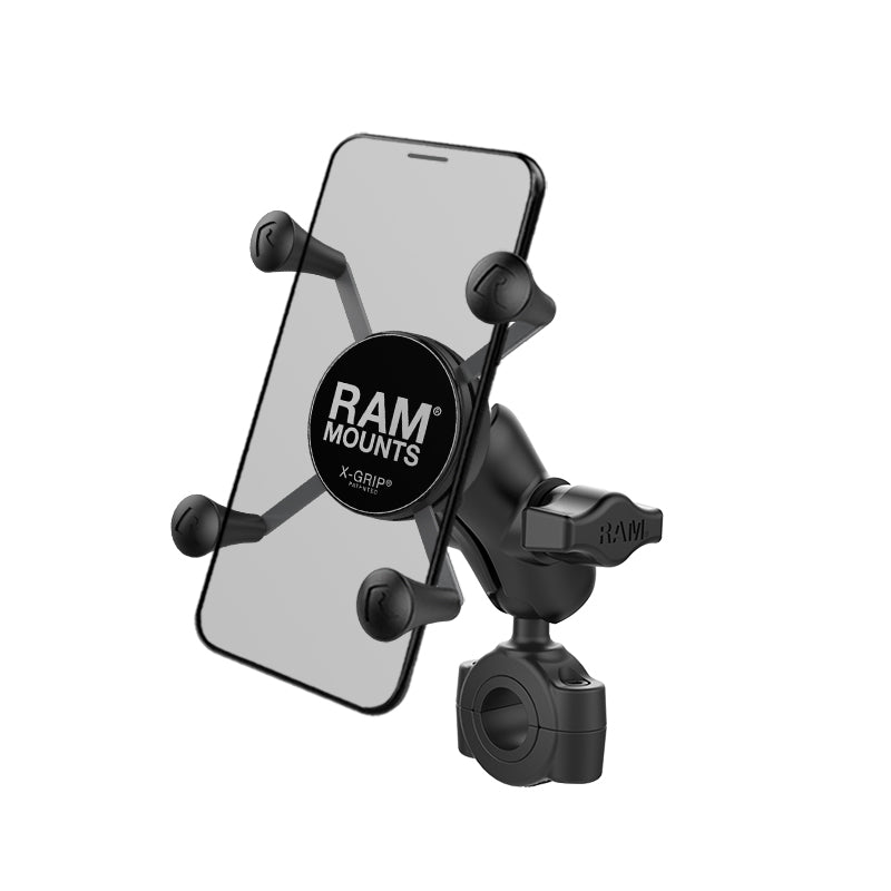 Мото стойка за телефон RAM-MOUNTS X-Grip RAM-B-408-75-1-A-UN7U с RAM Torque основа сраден размер за рейлинг, Размер B