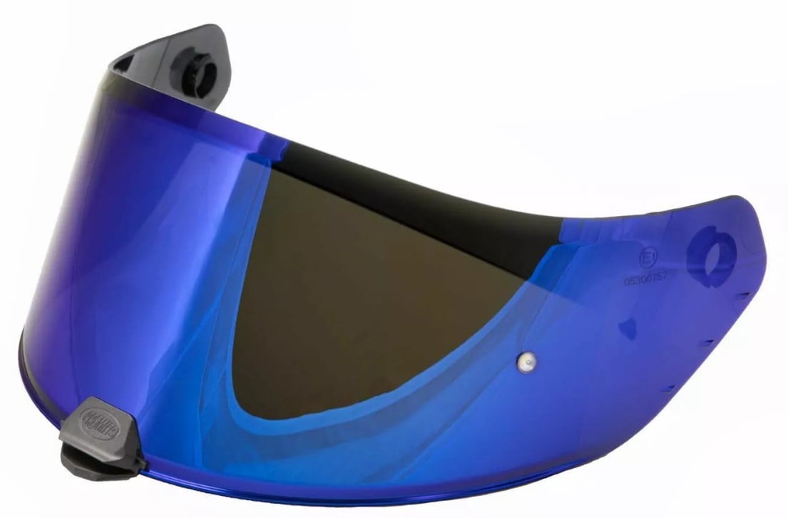 Син иридиев визьор за каска PREMIER HYPER/DEVIL BLUE CHROMED