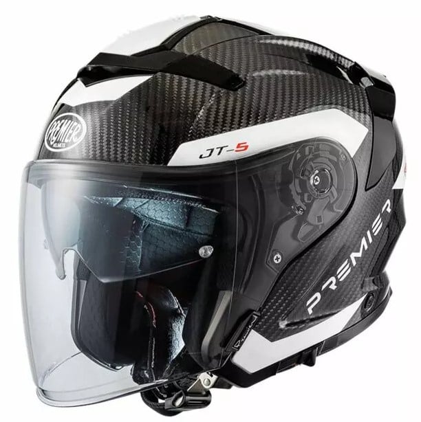 Скутерова каска Premier JT5 Carbon MA 8 BLACK/WHITE