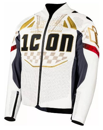 Кожено яке ICON Contra3™ RIZZ RIZZ WHITE