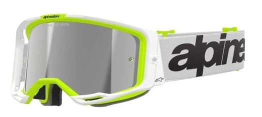 Мотокрос очила ALPINESTARS VISION 8 WORDMARK WHITE YLLW FLUO Mirror SILVER