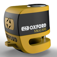 Дискова ключалка за аларма OXFORD Micro XA5 - жълта/черна