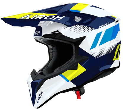 Мотокрос каска AIROH WRAAAP VISION Yellow/Blue Gloss