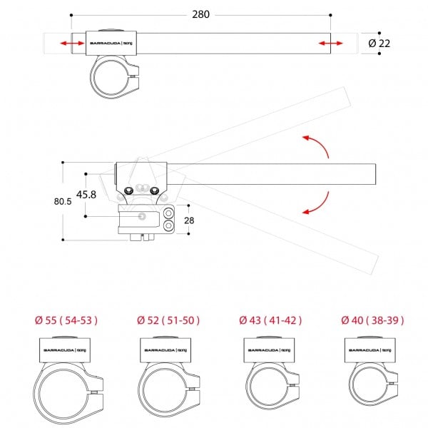CLIP-ON кормило BARRACUDA 55mm