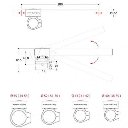 CLIP-ON кормило BARRACUDA 55mm